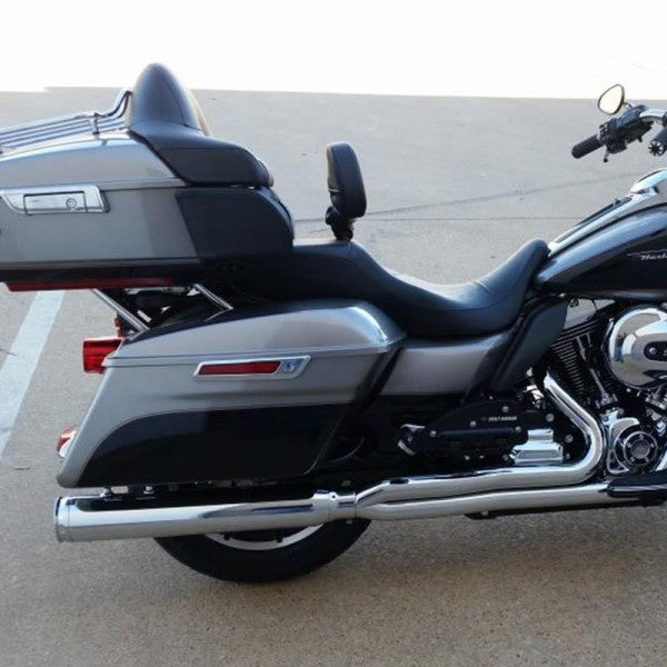Side view of a motorcycle parked on a concrete surface