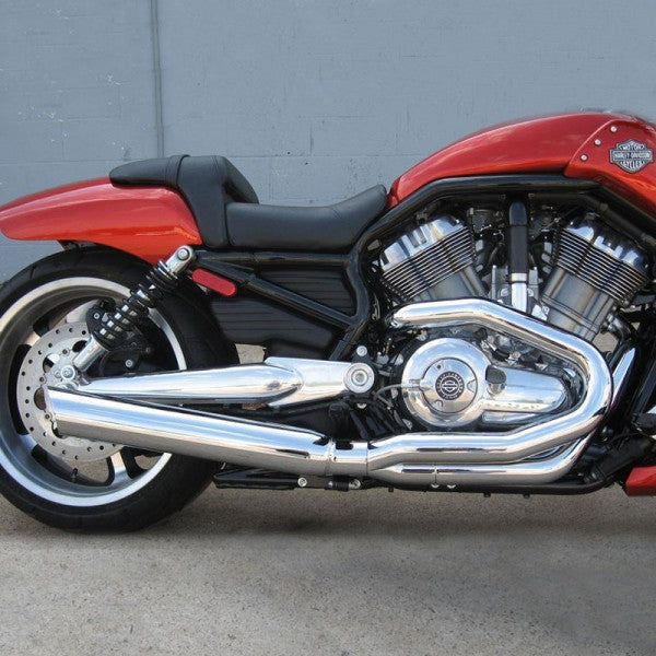 Red motorcycle with chrome details on a gray background