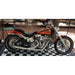 Motorcycle on a checkered floor with a blurred background