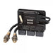 Black electronic module with connectors on a white background