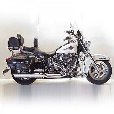 White motorcycle with black leather seat on a white background