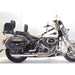 Harley Davidson motorcycle with leather saddlebags on a white background