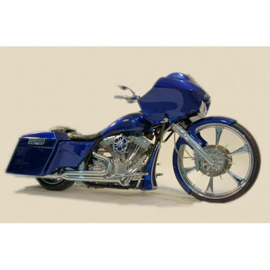Blue motorcycle on a beige background