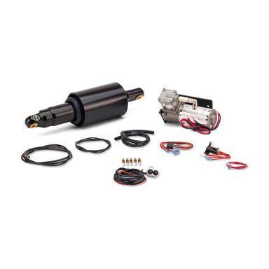 Automotive parts including a black cylindrical component, wiring harnesses, and connectors on a white background.
