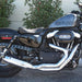Black motorcycle with 'Forty-Eight' branding parked outdoors.